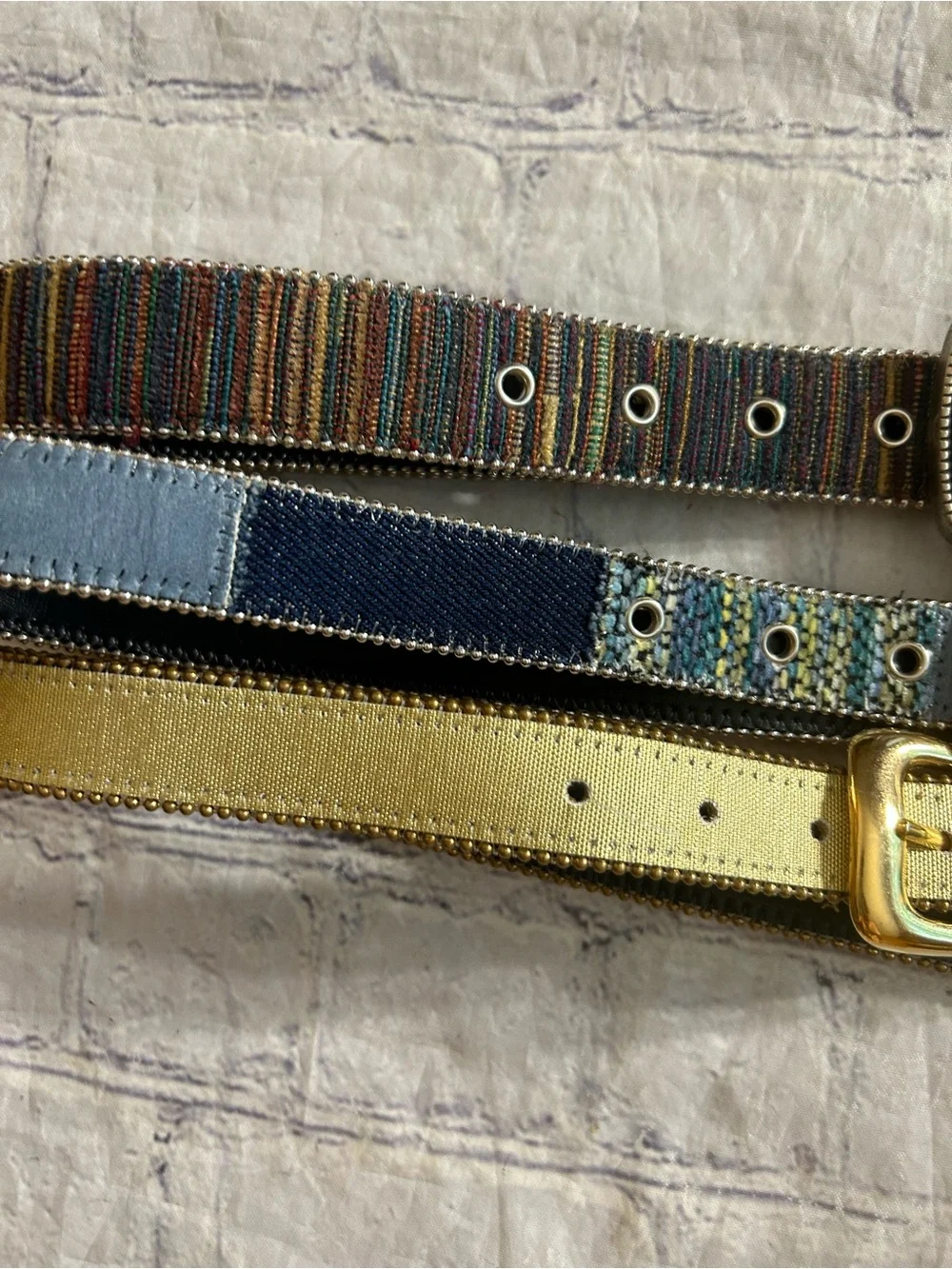 VINTAGE ELITE(2) BOHO & (1) COLOR BLOCK VTG DENIM  STYLE WOMEN’S BELTS